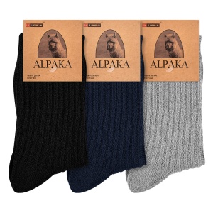 Șosete din Lână de Alpaka Set 3 Perechi | Model 'Wool Essentials' - Prezentare șosete cu etichete.