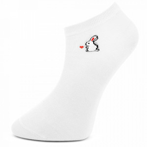 Sosete Glezna Dama, Set 4 Perechi Culoare Roz si Alb Model 'Bunny in Love'