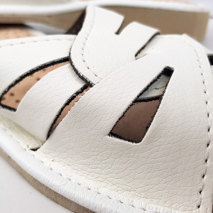 Papuci de Casa Vara din Piele Culoare Alb Model 'Atilius'