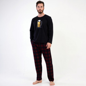 Vienetta Interlock Cotton Pajamas | MAN Men's 'Weekend Mood' Black Model
