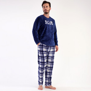 Warm Pajamas in Extra Soft Vienetta | Man, Model 'Boss' Blue