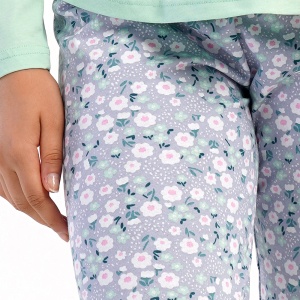 Pijamale Dama din Bumbac 100% Vienetta, Model 'Enjoy Fresh Life' - Prezentare pijama detaliu pantalon.
