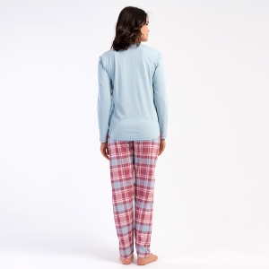 Pijama Damă din Bumbac 100% Vienetta, Model 'Positive Mind' - Prezentare pijama din spate.