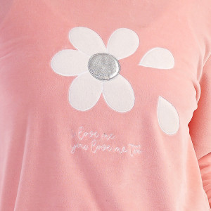 Pijamale Dama Marimi Mari din Soft Velur Vienetta Model 'Love Me Too' Pink