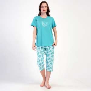 Women's Plus Size Pajamas Vienetta Model 'Always Positive Thinking' | 100% Cotton, Comfort and Style