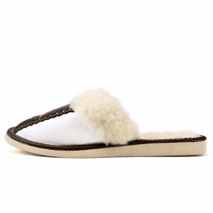 Papuci de Casa Dama Imblaniti cu Lana de Oaie Model 'Root Traditions' Dark Brown