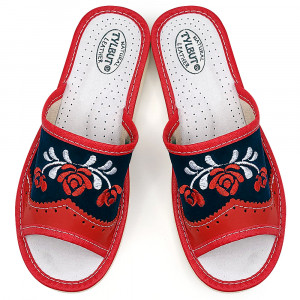 Women's Slippers Leather Material Model 'Mesopotamia' Dark blue