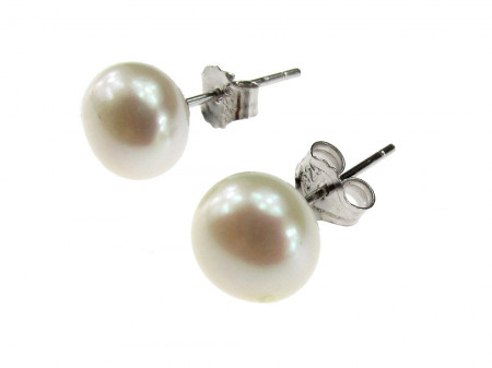 Cercei argint cu perle de cultura albe 8 MM