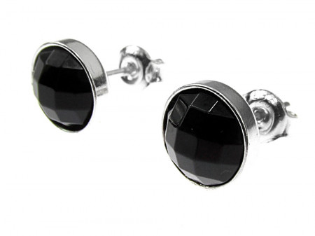 Cercei argint cu onix natural fatetat 8 MM