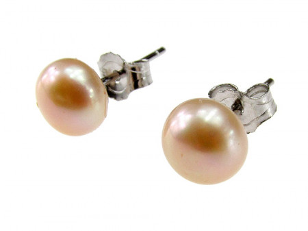 Cercei argint cu perle de cultura oranj 6 MM