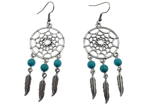 Cercei candelabru Dreamcatcher cu turcoaze