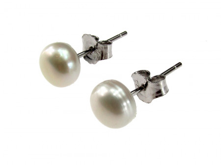 Cercei argint cu perle de cultura albe 6 MM