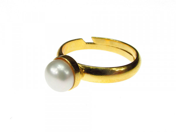 Inel reglabil argint placat cu aur perla de cultura 6 MM