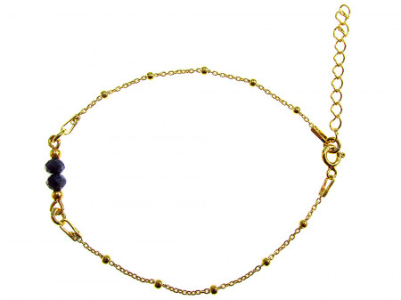 Bratara argint placata cu aur 24K si safir natural