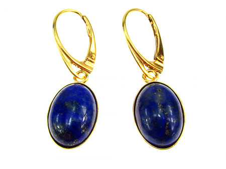 Cercei argint placati cu aur cu lapis lazuli 14x10 MM