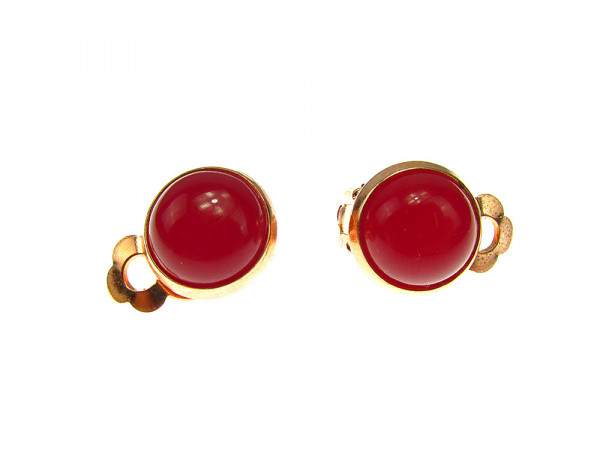 Cercei clips rose cu jad rosu 10 MM
