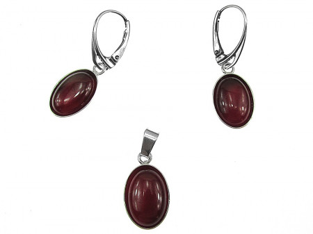Set argint cu carneol natural oval 14x10 MM