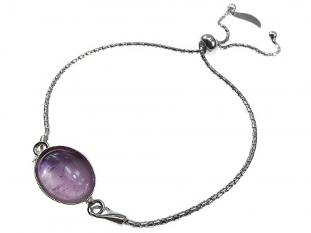 Bratara argint reglabila cu ametist lavanda 14x10 MM