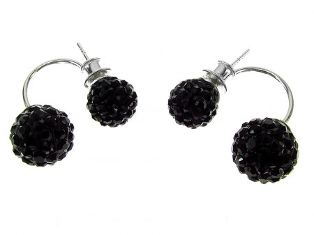 Cercei argint Party Glam cu sfere negre