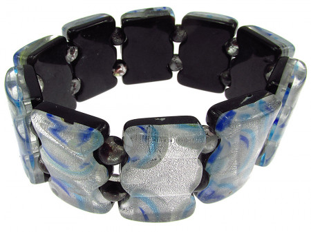 Bratara Murano negru/argintiu