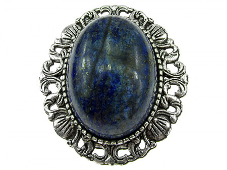 Brosa/pandantiv argintiu antic cu lapis lazuli natural