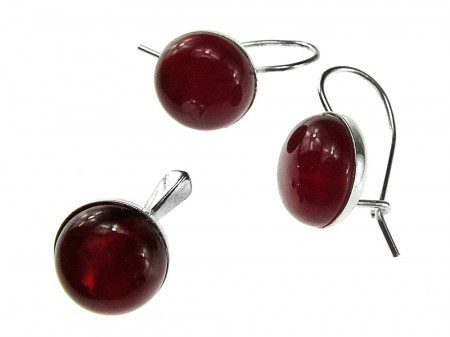 Set argint clasic cu carneol natural 10 MM