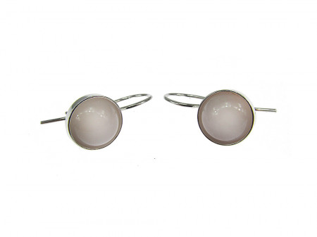 Cercei argint clasici cu cuart roz natural 8 MM