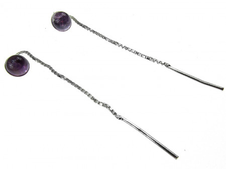 Cercei argint lantisor cu ametist 6 MM