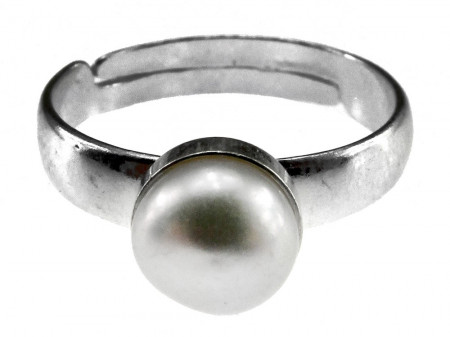 Inel argint reglabil cu perla de cultura alba 6 MM