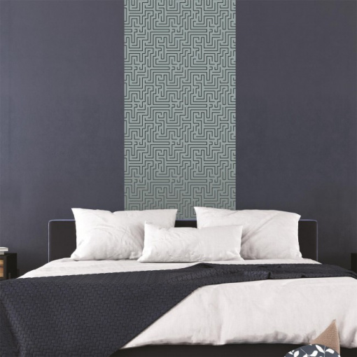 Autocolant decorativ perete, 250x45 cm, forme geometrice, Labirint -Gri petrol