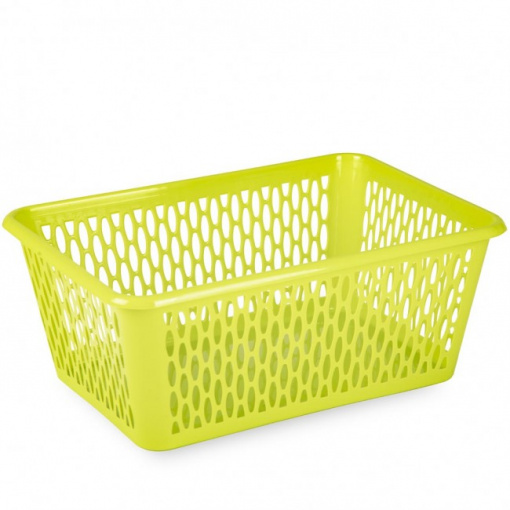 Cos depozitare plastic, 26 x 37 x 14,5 cm, verde crud, model aerat, Happymax