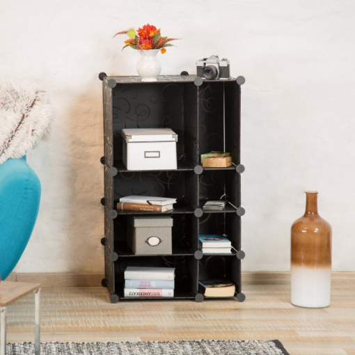 Sistem rafturi modulare 8 compartimente negru-design