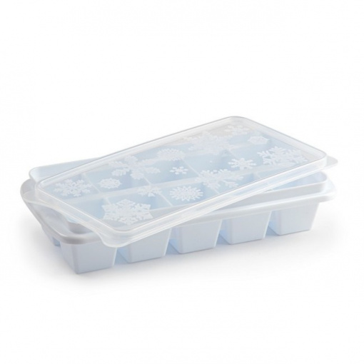 Tava pentru 10 cuburi mari de gheata, cu capac, plastic, 13 x 26 x 5,5 cm, Arctic, Happymax