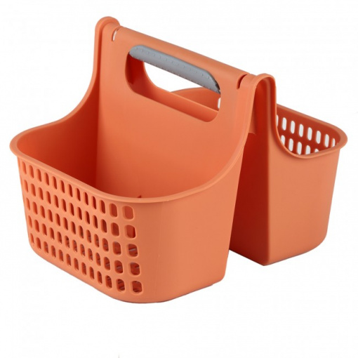 Cutie plastic cu maner, model cos 2 compartimente, Happymax, portocaliu, 26,5x21x18,5 cm