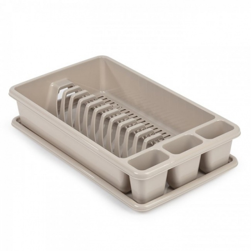 Uscator vase cu tava, rectangular, mediu, dimensiuni 45 x 26 x 9 cm, crem, Surt VRM
