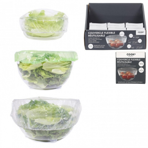 Set 10 buc capace din plastic, flexibile, reutilizabile
