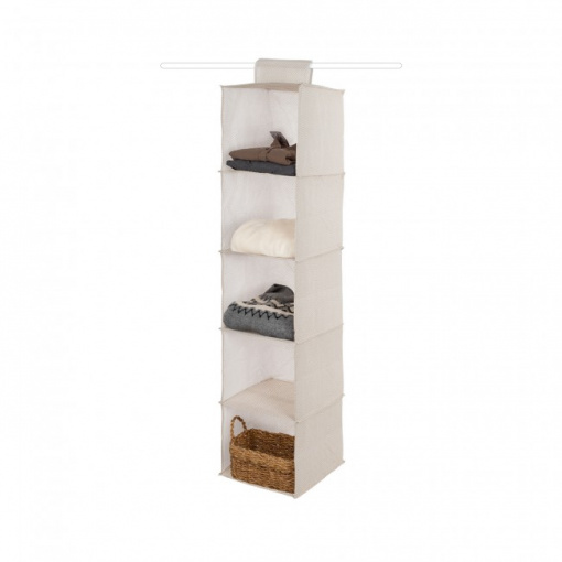 Suport organizator vertical pentru bara de sifonier, 5 compartimente Nancy, 30x30x128 cm