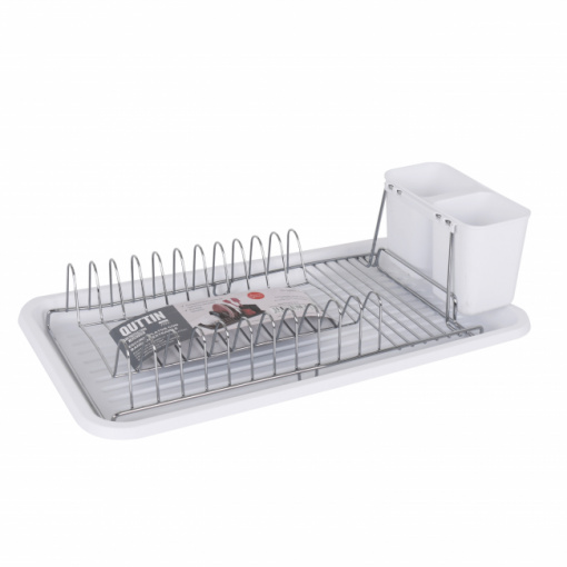 Uscator vesela cu tava scurgere, design minimalist Quttin-alb