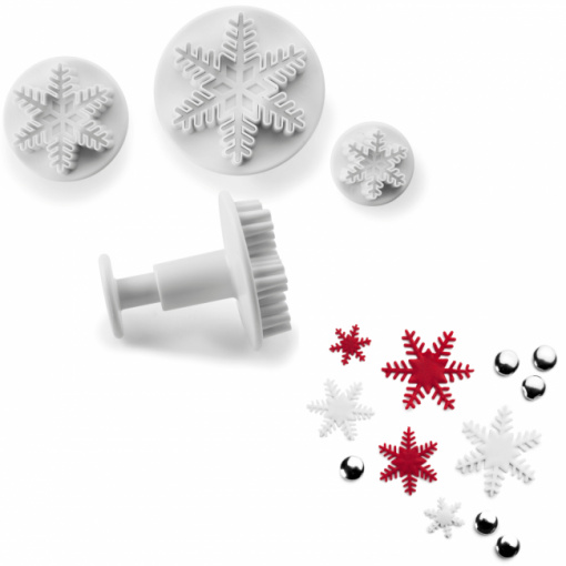 Set 3 forme-decupatoare pentru fondant,martipan-Fulgi zapada-Ibili