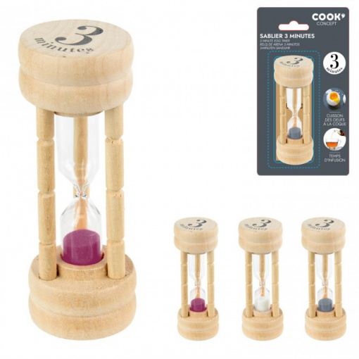 Timer bucatarie, cronometru clepsidra lemn - 3 minute