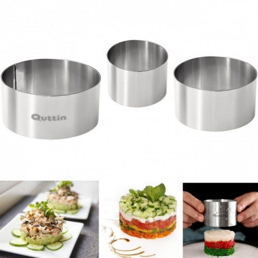 Set 3 inele inox, decorare, patiserie si plating 6, 8 si 10 cm x h 4,5 cm-Quttin
