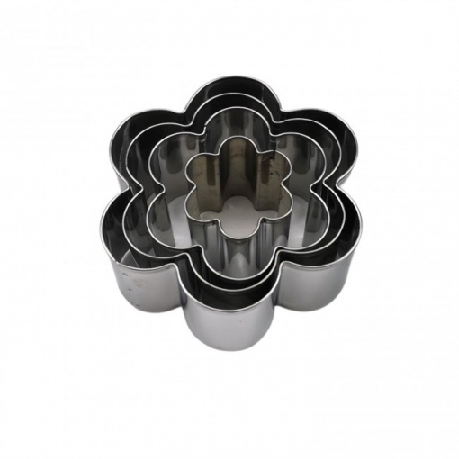 Set 4 decupatoare aluat, inox, 3,5, 6,7,8 x 3,5cm, Quttin, floare