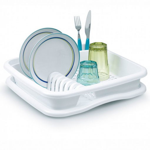 Scurgator vase, cu tava, din plastic, alb, dimensiuni 39 x 39 x 7,5 cm