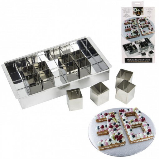 Tava pentru copt blat prajituri, in diverse forme de numere sau litere, 31x5x18 cm, inox, Happymax