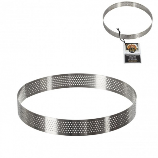 Cadru inox, forma rotunda perforata, rama inox pentru copt ø 16x2 cm