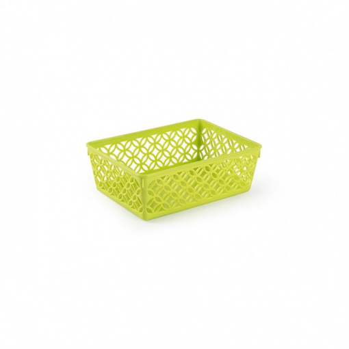 Cutie depozitare plastic, 18,2 x 13,2 x 6,5 cm, verde, model dantelat, Happymax