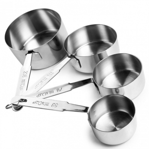Set 4 cupe masuratori inox bucatarie-59ml,79,118,236ml-Ibili