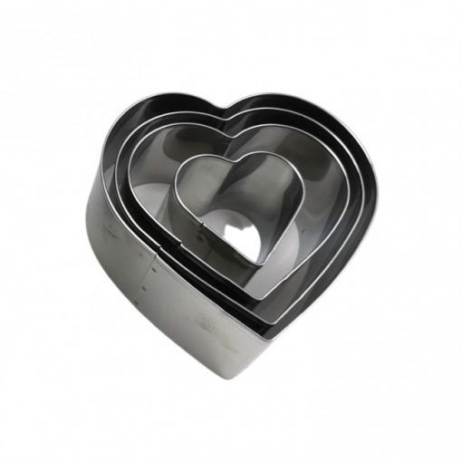 Set 4 decupatoare aluat, inox, 3,5, 6,7,8 x 3,5cm, Quttin, inima