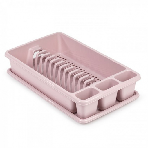 Uscator vase cu tava, rectangular, mediu, dimensiuni 45 x 26 x 9 cm, roz, Surt VRM