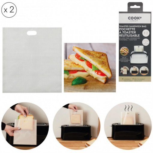 Set 2 pungi reutilizabile incalzire sadwich la toaster, 17x19 cm